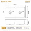 Bản vẽ kỹ thuật chậu đá thạch anh Eurolife EL-QC8349 2 hố cân