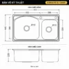Bản vẽ kích thước chậu rửa chén Eurolife EL-C8145 tổng thể 810 × 445 × 220 mm