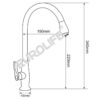 Bản vẽ kích thước vòi rửa chén lạnh Eurolife EL-RC06 giúp khách hàng kiểm tra chiều cao 340mm, tầm vươn 190mm và đường kính chân đế 45mm trước khi mua.