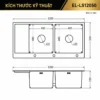 Bản vẽ kỹ thuật chậu Eurolife EL-LS12050 kích thước 1200x500x230mm
