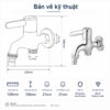Bản vẽ kỹ thuật củ sen lạnh Eurolife EL-SL109 với tổng chiều dài 129mm, chiều cao 106mm, đầu vào và đầu ra ren ngoài 21mm, phù hợp lắp đặt linh hoạt trong phòng tắm hoặc khu giặt.