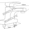 Bản vẽ kỹ thuật vòi lavabo nóng lạnh 2 chân Eurolife EL-DAISY 03 giúp khách hàng kiểm tra chiều cao, chiều vươn vòi và khoảng cách chân kết nối trước khi chọn mua cho lavabo 2 lỗ.