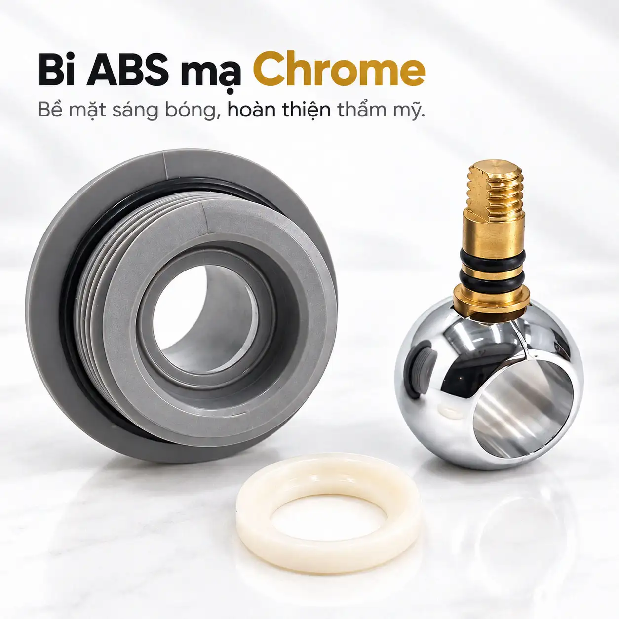 Bi ABS mạ Chrome cùng cụm thân và vòng làm kín của van bi uPVC Eurolife EL-VI