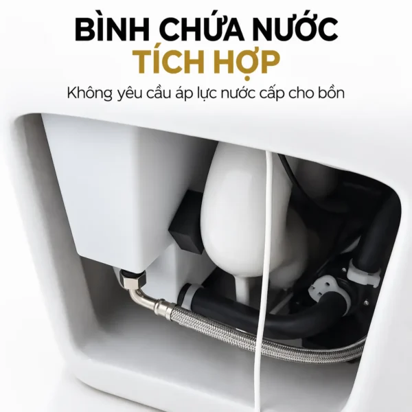 Khoang bên trong Eurolife EL-SM8062D minh họa bình chứa nước tích hợp cùng các đường ống kết nối.
