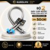 Bộ 2 dây cấp nước nóng lạnh Eurolife EL-DI50 dài 50cm, vỏ Inox SUS 304, ruột EPDM và ren 21mm, phù hợp cho thiết bị có hai đường cấp.