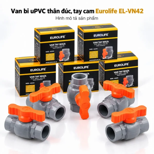 Bộ 5 van uPVC thân đúc Eurolife EL-VN42 size 42mm DN32