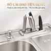 Bộ cài dao tích hợp trên chậu Eurolife EL-C9245 giúp sắp xếp dao gọn gàng