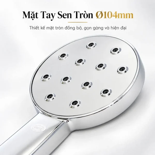 Cận cảnh mặt tay sen EL-H120 tròn Ø104mm trong bộ Eurolife EL-DST01