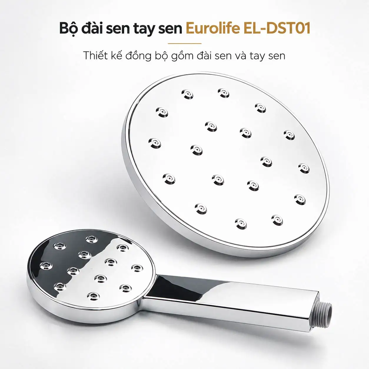 Bộ đài sen tay sen Eurolife EL-DST01 gồm đài sen tròn và tay sen EL-H120