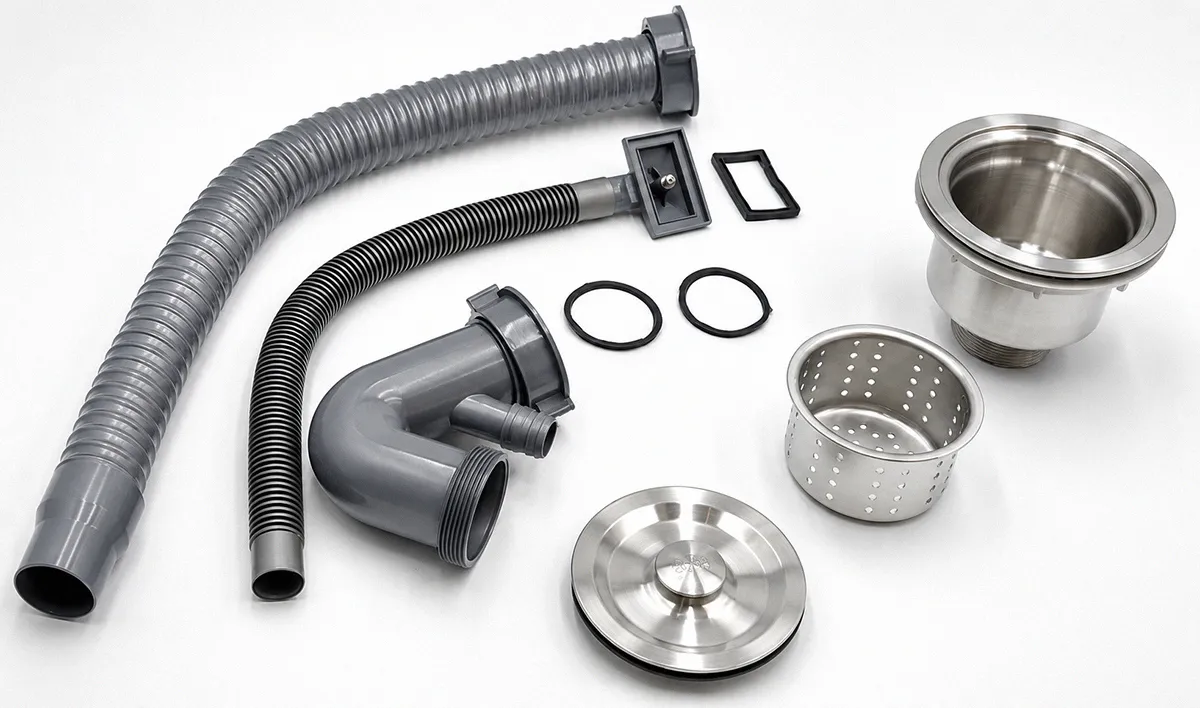 Bộ phụ kiện xả chậu rửa chén Eurolife EL-BXC04 kèm rốn Inox 304 140mm