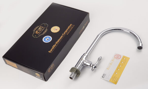 Bộ vòi rửa chén Eurolife EL-RC02 chính hãng đi kèm hộp đựng, thân vòi và thẻ bảo hành minh bạch.