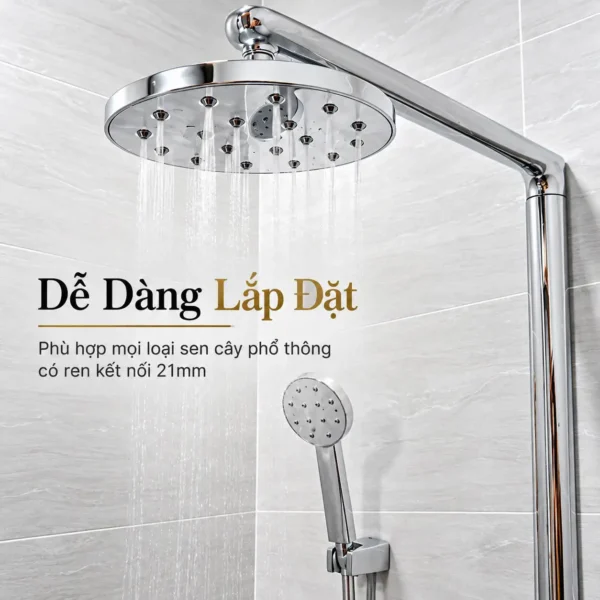 Eurolife EL-DST01 lắp trên hệ sen cây với đài sen tròn và tay sen EL-H120