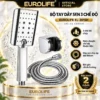 Bộ tay dây sen 3 chế độ Eurolife EL-201SH ABS mạ Chrome gồm tay sen, dây 150cm và bát gác