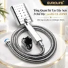 Bộ tay dây sen 3 chế độ Eurolife EL-201SH gồm tay sen mặt chữ nhật, dây sen Chrome và bát gác