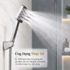 Bộ tay dây sen Eurolife EL-121SH lắp thực tế trong phòng tắm với tay sen mặt vuông và dòng nước Phun tăng áp massage