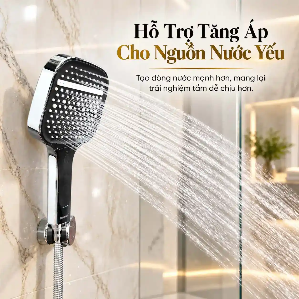 Tay sen Eurolife EL-128SH-T hỗ trợ tăng áp cho nguồn nước yếu với dòng nước phun tập trung