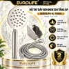 Bộ tay dây sen Inox 304 tăng áp Eurolife EL-110SH gồm tay sen, dây sen 150cm và bát gác Inox SUS 304