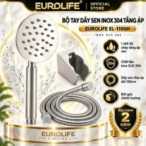 Bộ Tay Dây Sen Inox 304 Tăng Áp Eurolife EL-110SH