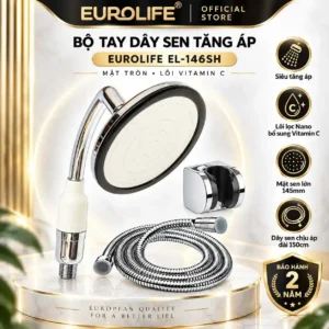 Bộ tay dây sen tăng áp mặt tròn, lõi lọc Vitamin C Eurolife EL-146SH