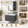 Bộ tủ lavabo Inox 304 Eurolife BLV-IN03 cùng hình minh họa ứng dụng tại căn hộ chung cư, nhà phố, homestay và phòng tắm nhỏ.