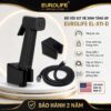 Bộ vòi xịt vệ sinh tăng áp Eurolife EL-X11-D PVD đen mờ gồm tay xịt, dây 120cm và bát gác, bảo hành 2 năm