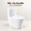 Bồn cầu một khối Eurolife EL-LUX8268 màu trắng nhìn nghiêng, thân liền mạch và nắp đóng.