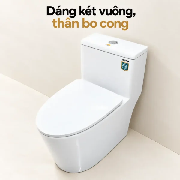 Bồn cầu Eurolife EL-LUX8298 nhìn chéo từ trên, thể hiện két nước dáng vuông và thân trước bo cong