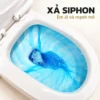 Hình minh họa dòng nước màu xanh chuyển động trong lòng bồn cầu, kèm chữ xả Siphon