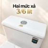 Cận cảnh nút nhấn hai chế độ trên két nước Eurolife EL-LUX8298, kèm thông tin xả 3/6 lít