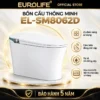 Bồn cầu thông minh Eurolife EL-SM8062D màu trắng, nắp đóng, có núm điều khiển bên hông và dải LED phía sau.