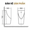 Bản vẽ mặt trước và mặt bên EL-BT221, rộng 350 mm, sâu 340 mm, cao 700 mm.