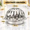 Kích thước cầu chắn rác inox 304 phi 90 Eurolife EL-CR02 mặt Ø120 mm, lồng cao 45 mm và thân dưới Ø90 mm