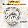 Cấu tạo cầu chắn rác Eurolife EL-CR02 với lồng cầu nhiều khe dọc, đế giữ rác và thân Inox SUS 304