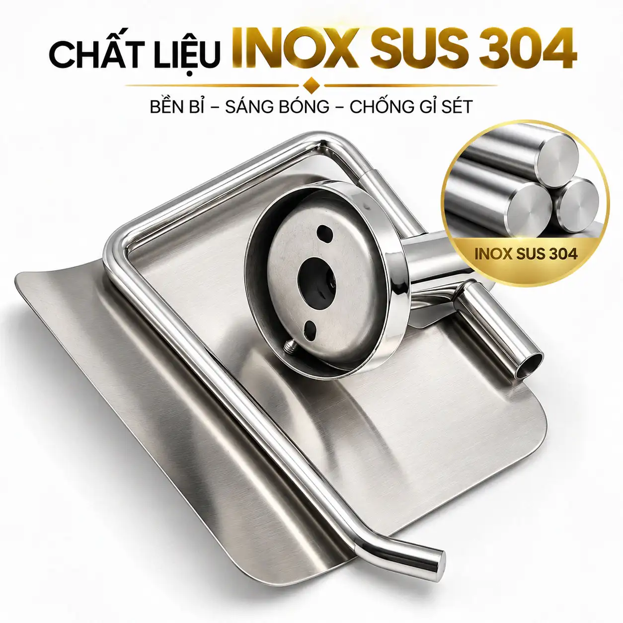 Chất liệu Inox SUS 304 bộ phụ kiện phòng tắm Eurolife EL-P01