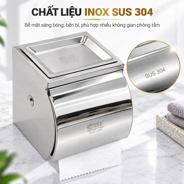 Chất liệu Inox SUS 304 hộp đựng giấy vệ sinh Eurolife EL-P06-4