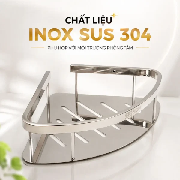 Chất liệu Inox SUS 304 kệ góc phòng tắm Eurolife EL-KG1