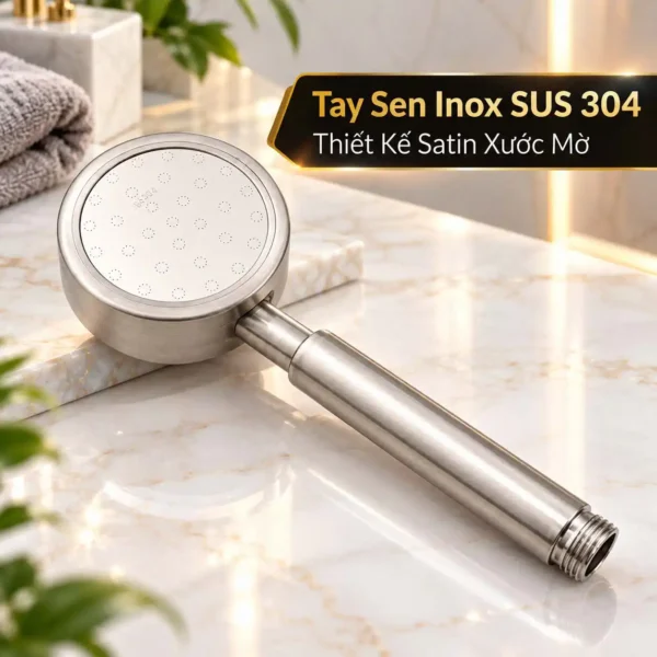 Cấu tạo tay sen Eurolife EL-H119 bằng Inox SUS 304 với bề mặt Satin xước mờ