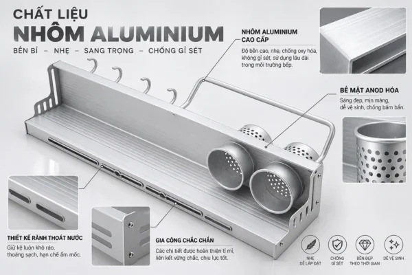 Chất Liệu Nhôm Aluminium Kệ Bếp Eurolife EL-K2