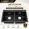 Chậu đá Eurolife EL-QC8349 thiết kế 2 hố cân 373x367 mm