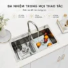 Chậu đúc 2 hố Eurolife EL-LS8245 sử dụng linh hoạt để rửa và để ráo