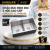 Chậu đúc inox 304 2 hộc Eurolife EL-HM8245
