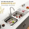 Chậu inox mini có xả Eurolife EL-R7 gác trên chậu rửa chén EL-C7