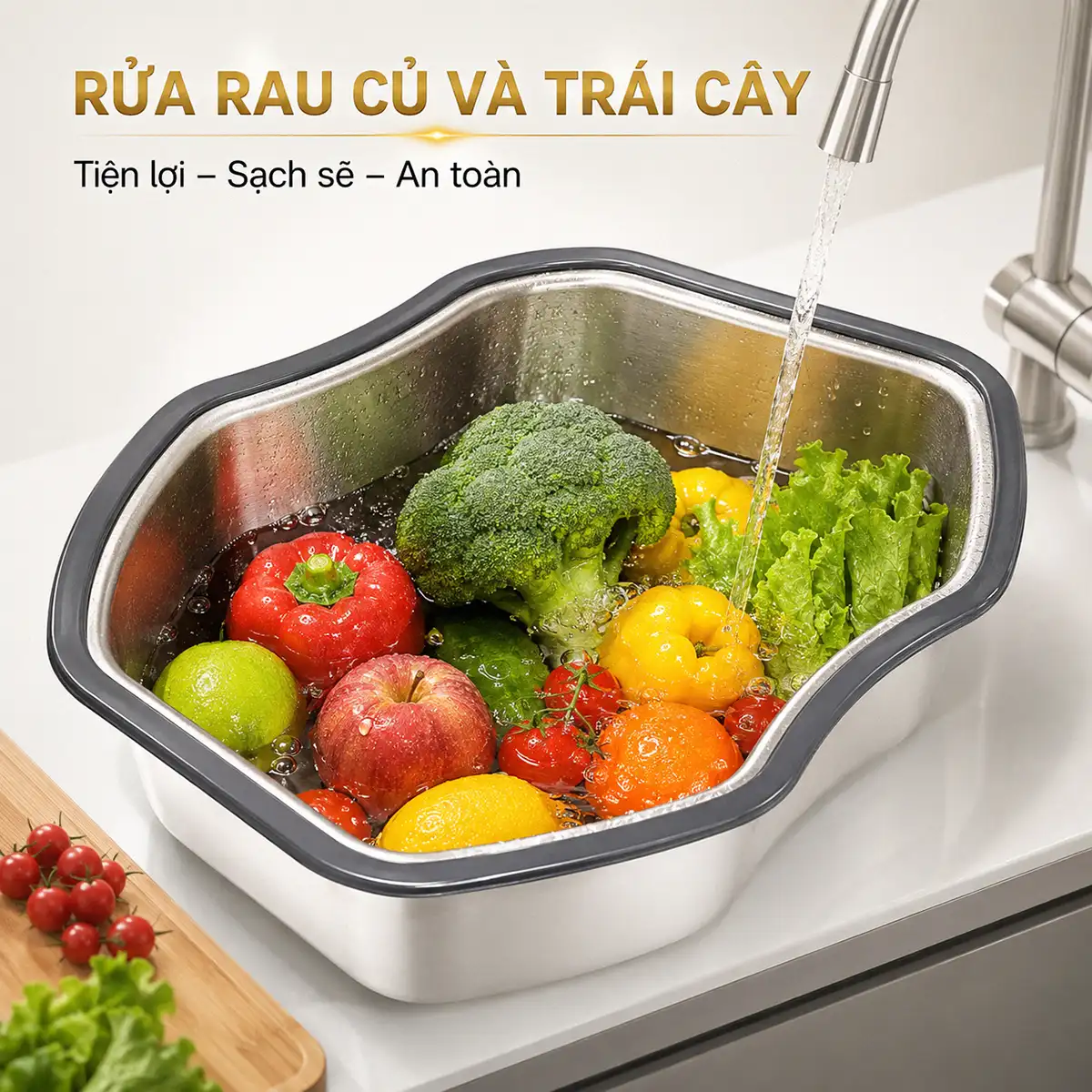 Chậu inox mini có xả Eurolife EL-R7 dùng rửa rau củ và trái cây