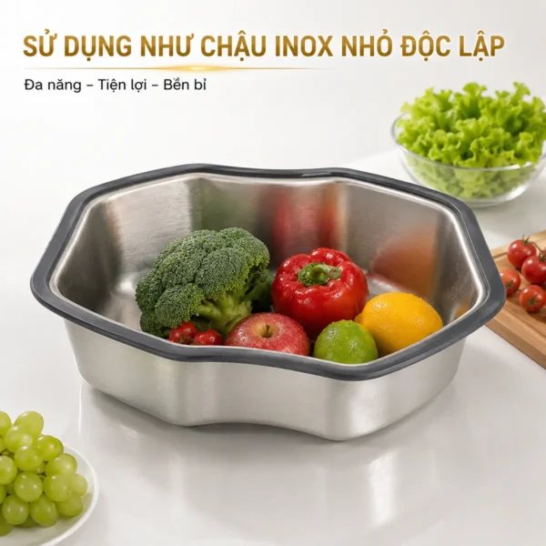 Chậu inox mini có xả Eurolife EL-R7 sử dụng độc lập trong nhà bếp