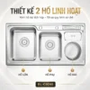 Chậu rửa chén Eurolife EL-C9245 thiết kế 2 hộc gồm hộc lớn, hộc phụ và hố rác tích hợp