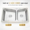Chậu rửa chén Eurolife EL-C8245 thiết kế hai hộc chéo gồm hộc lớn và hộc phụ