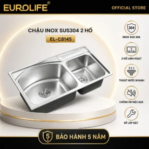 Chậu Rửa Chén Inox 304 2 Hộc Eurolife EL-C8145