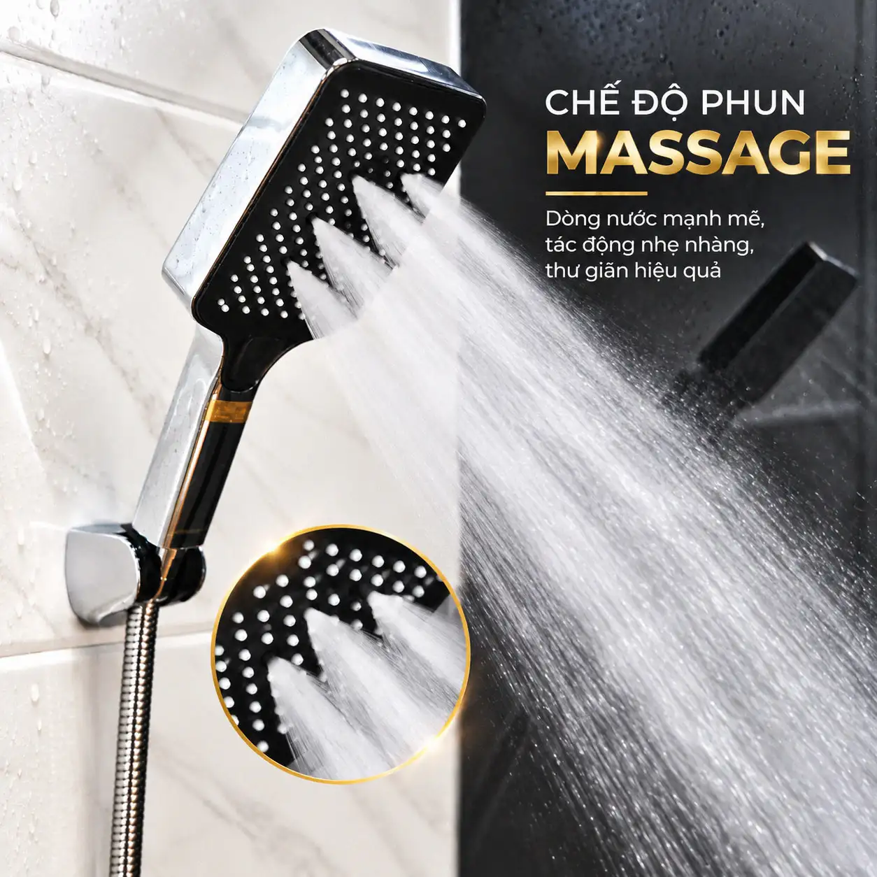 Chế độ phun massage của tay sen 4 chế độ Eurolife EL-126SH-T