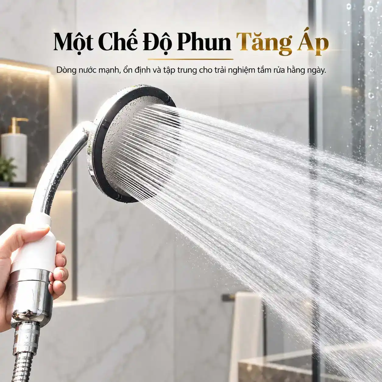 Tay sen mặt tròn Eurolife EL-146SH phun dòng nước tăng áp trong phòng tắm