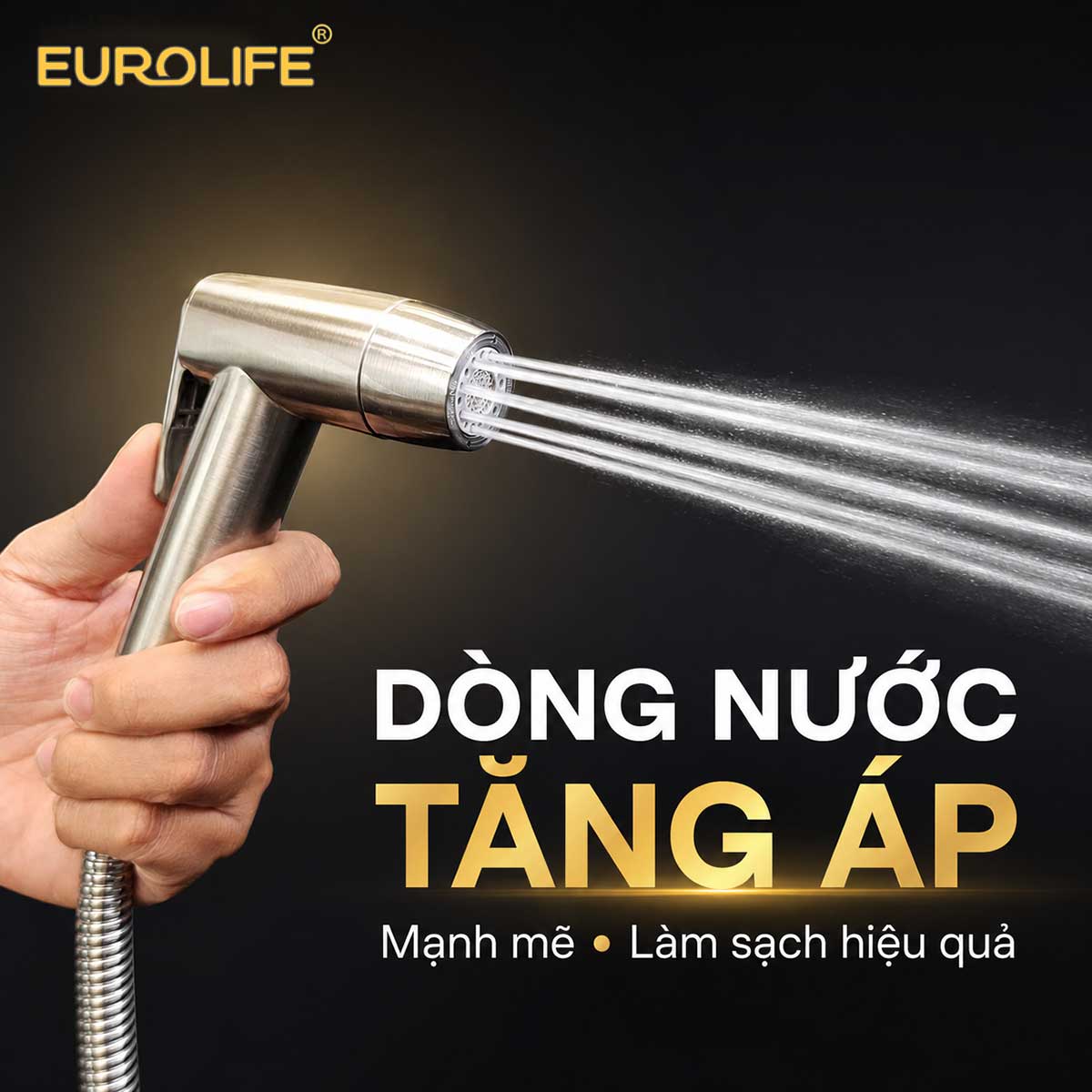 Chế độ phun tập trung của vòi xịt Eurolife EL-X12-V tạo các tia nước rõ, hỗ trợ làm sạch hiệu quả. 